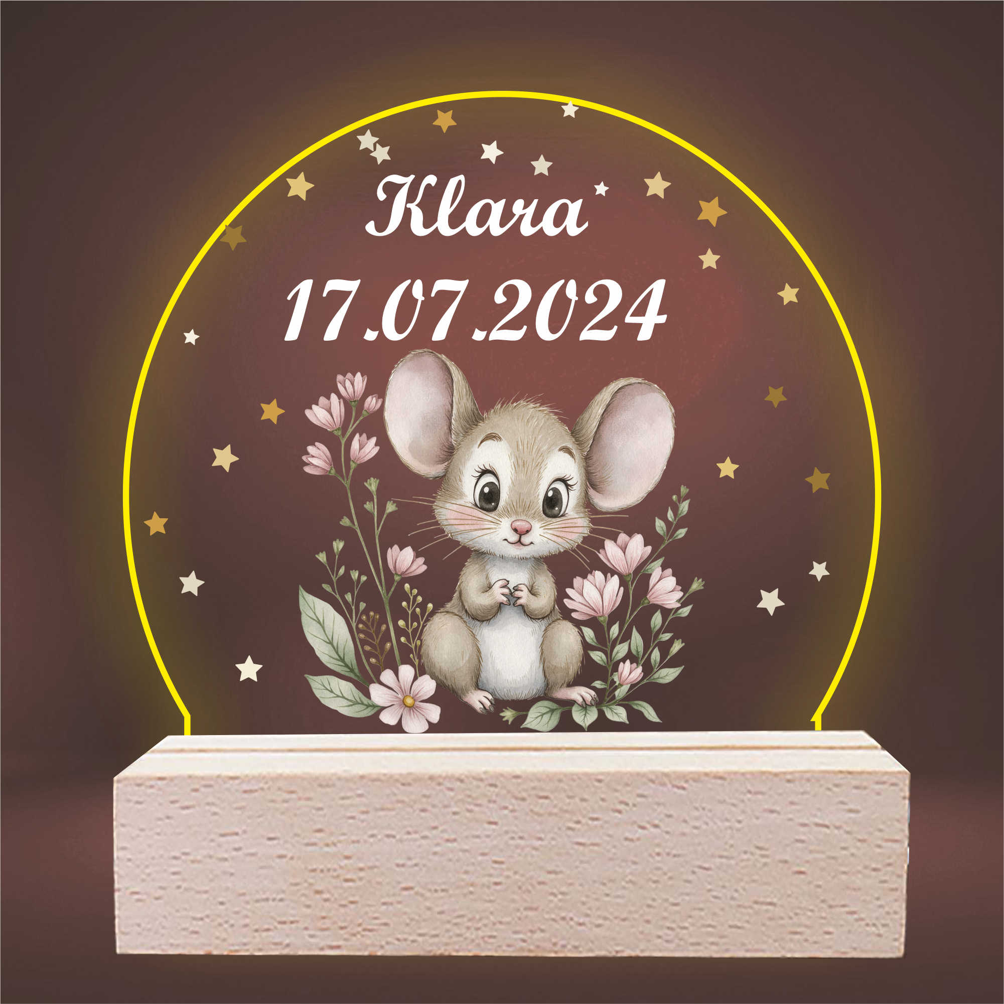 Nachtlicht 3D LED - für Kinder - individuell personalisiert mit Tieren Geschenk